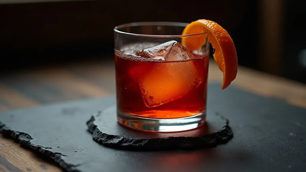 Negroni sur ardoise zeste d orange en clair-obscur a Caen
